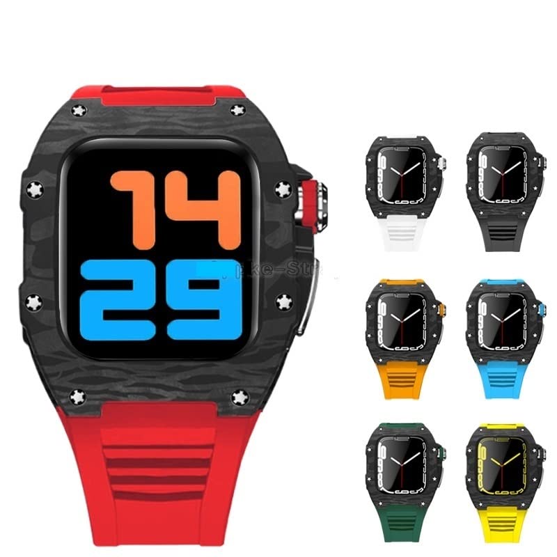 Kit Mod Apple Watch Boîtier Fibre Carbone Bracelet Caoutchouc Silicone iwatch - 2