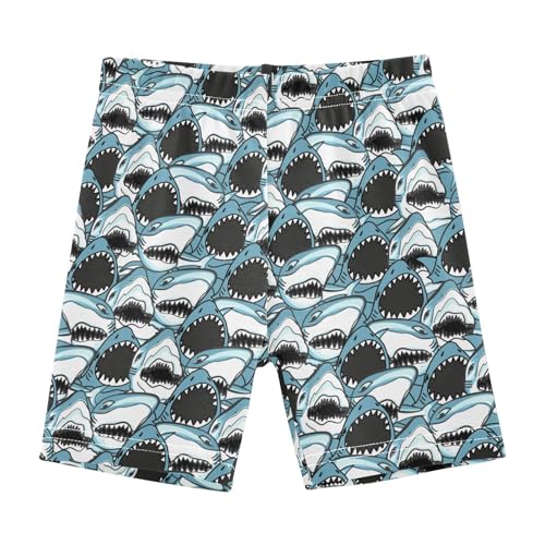 JHKKU Girls Angry Shark Shorts Cotton Cartwheel Bike Kids Biker Under Dress Dance Short Girl Clothes 10Y