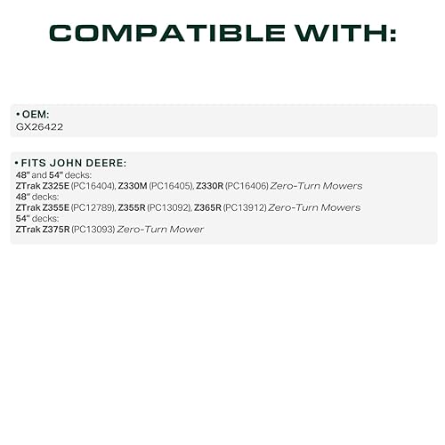 Miniatura 3 de UDC Parts GX26422 - Cinturón de plataforma para cortacéspedes John Deere Z325E Z375R Z355E Z355R Z330M Z365R Z330R ZTrak Zero Turn Cortacéspedcable
