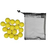 RiToEasysports Golfbälle, 16 Übungs-Golfbälle, Set mit Realistischer Flugbahn und Netztasche für das Training Im Innen- und Außenbereich (Yellow)