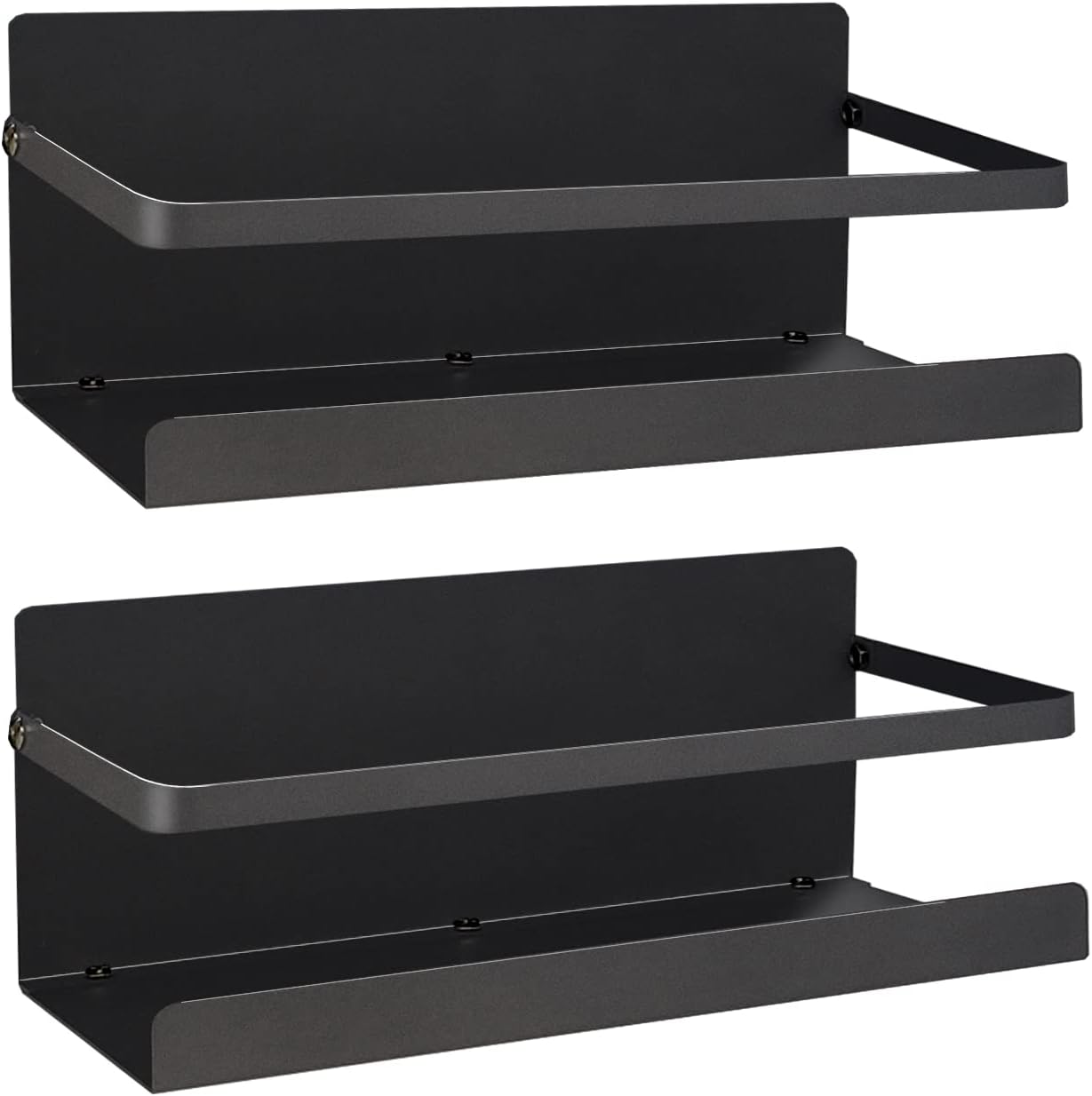 2 Pack Magnetic Spice Rack Organizer for Refrigerator, Magnet Fridge Spice Shelf with Strong Magnet Back for Holding Seasoning, Jars, Bottles, Cans, Beverages (Black)