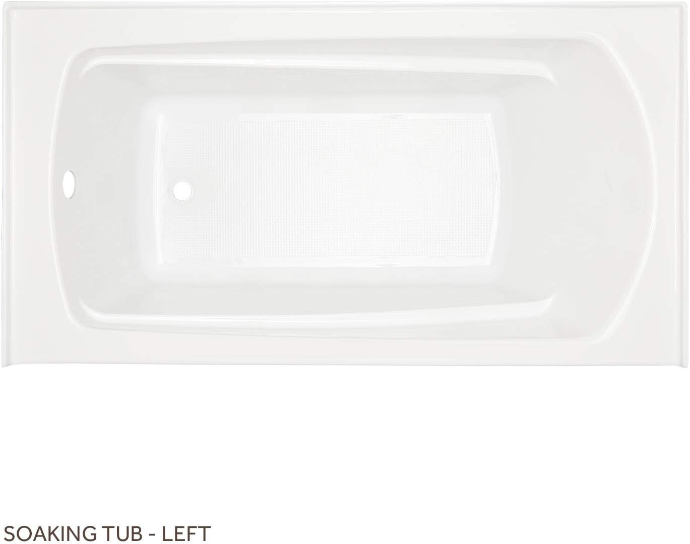 Signature Hardware 446978 Bradenton 60" Three Wall Alcove Acrylic Soaking Tub with Pre-Drilled Overflow Hole - White