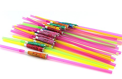 Set de 100 pitillos desechables flexibles tropicales miniatura 4