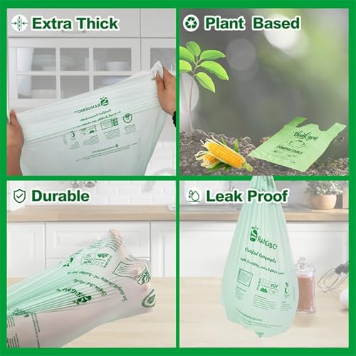 (Large) OrangeBio Certified Home Compostable Shopping Bags, 500ct, 12"x 6" x 20" (Extra Thick), Hold 20 lbs, Thank You/Grocery/Take Out/T Shirt/To-Go Bags for Retail, Grocery Store by OrangeBio - Image 3