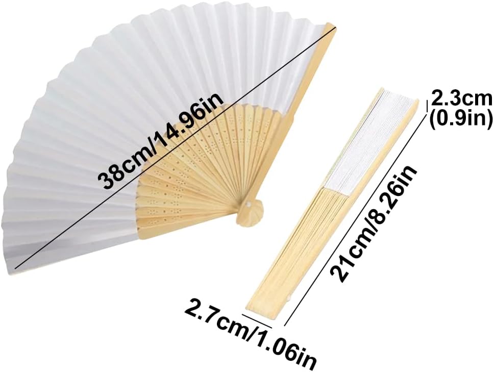 Handheld Folding Paper Fans 20 Pack, Bamboo Foldable Decorative Fans Chinese Style Paper Fan for Summer Beach Church Wedding Party Wall Decoration