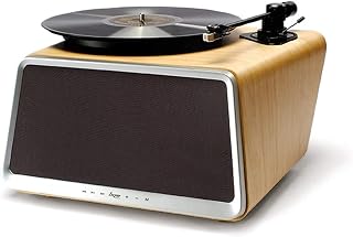 Caixa de música, toca-discos vintage, toca-discos de vinil Bluetooth, gravação de LP, leitor de som Bluetooth, gramofone com alto-falante estéreo integrado, gravador de madeira natural