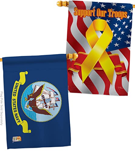 Navy House Flag - Pack Armed Forces USN Seabee United State American Military Veteran Retire Official Support Our Troops - Decoration Banner Small Garden Yard Gift Double-Sided Made in USA 28 X 40
