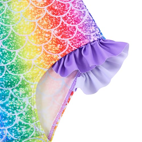 Image of Funnycokid Girls Swimsuit Kids Bathing Suit Rashguard Swimwear Long Sleeve 3 Piece Toddler 3-7 Years