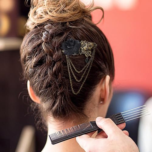 Pinza steampunk para el pelo con rosas decorativas de gala 2