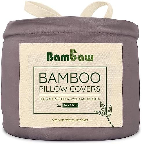 Dark Grey Pillow Cases 2 Pack | Standard Pillow Cases 50x75 cm | Grey Pillow Case | Bamboo Pillow Covers | Hotel Bedding | Cooling Pillow Cases | Grey Oxford Pillowcases 2 Pack | Bambaw