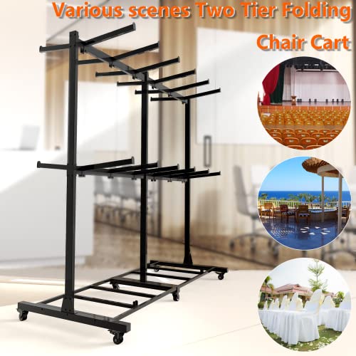 Folding Chair Cart, Folding Table Cart, Folding Chair Rack For Storage, Folding Chair Cart With Wheels, Innovative Mobile Chair Dolly, Chair Storage Rack With 6 Rubber Locking Wheels #TOP5