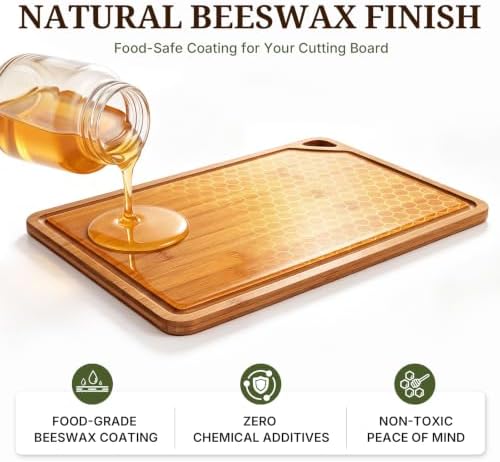 GASHELL Bamboo Cutting Board Set with Beeswax Coating for Kitchen(S+M+L+XL) - 2