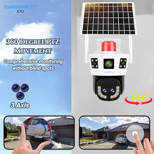 Image of XUGA Cybernautt X7O 8MP AI Powered 2 Lens 3 Views 4G Sim Linkage Solar CCTV Camera | 2 Way Talk | Colour Night Vision | Alarm | 10X Zoom | Weatherproof | PTZ |Upto 256GB | Use Air-tel 4G Sim