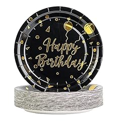 Black-Gold Happy Birthday-50PCS-7inch