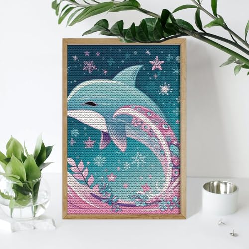 Peinture diamant dauphin ELUZZIZUT idée cadeau DIY adulte - 4