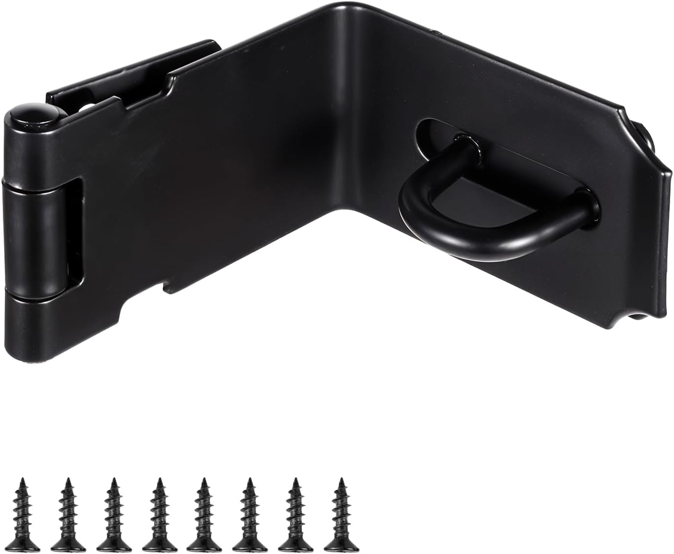Padlock Latch, Hasp Lock, 90 Degree Door Hasp for Right Angle File Cabinet, Desk Drawer, Tool Box, Mailbox, Bookcase, Drawer, Black 5 Inch