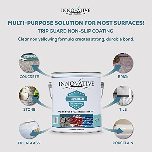 Trip Guard Non Slip Coating- Clear Multi Surface Anti Slip for Floors, Stairs, Walkways, Brick and Concrete - Sealer, Waterproofs, Protects