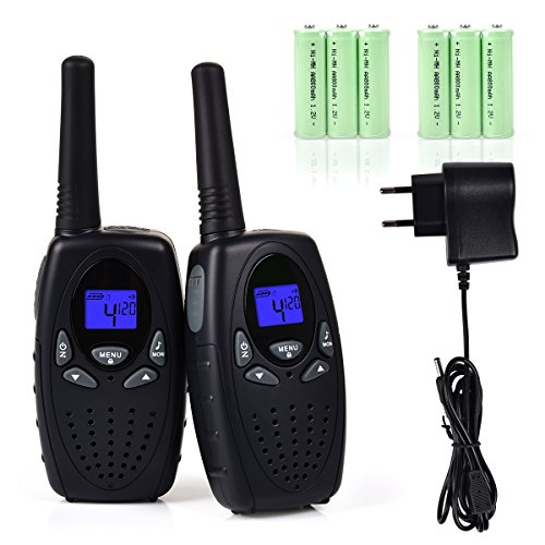 Preisvergleich Produktbild Funkprofi Walkie Talkie Set für Kinder PMR Funkgerät 8 Kanäle 2-Wege Radio Funkhandy Interphone mit LCD Display 2 Stück Schwarz