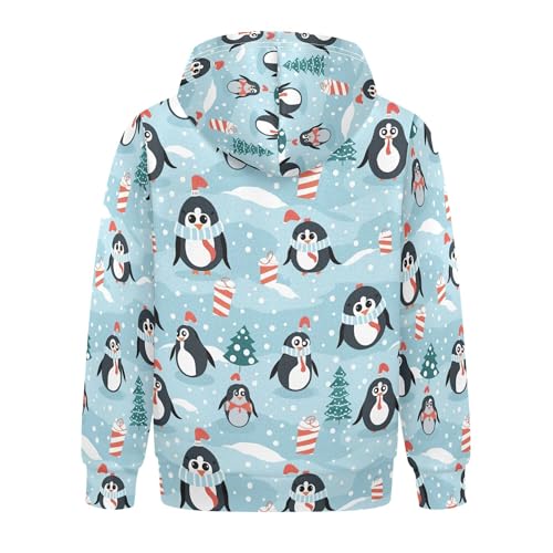 Kids Hoodies Sweaters Christmas Xmas Penguin Hooded Sweatshirts with Big Pockets for Boys Girls B04004372