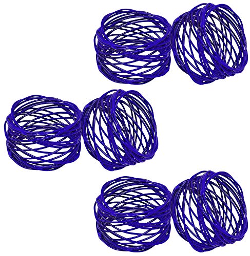 Image of SKAVIJ Handmade Twisted Wire Mesh Napkin Rings Holders Decor Dinner Party Wedding Thanksgiving Christmas Gathering (Blue 6pcs)