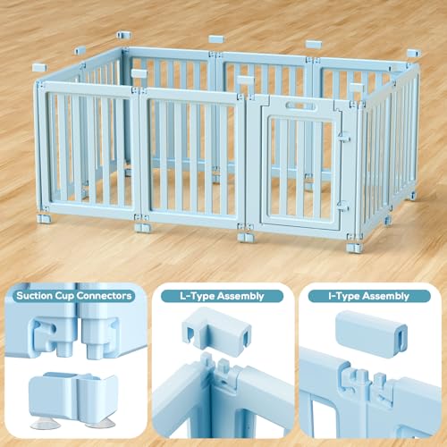 Image of Dog Playpen Indoor,Puppy Playpen,Blue 23.6 inch H,10 Panels | Dog Play Pen Indoors with Open View,Tool-Free Setup,Multi-Shape Setup,Dog Pen for Dogs,Cats & Puppies