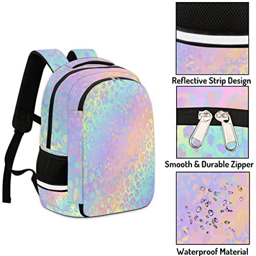 Cfersan Rainbow Leopard Multifunctional Backpack For Girls Durable Laptops Water Resistant College School Travel Backpack Gifts For Men & Women #TOP3