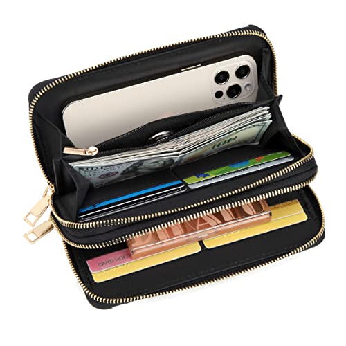 Checkered Wallets for Women Cute Large Capacity Black White Plaid Purse 2 Zippers Credit Card Holder (checkered)4