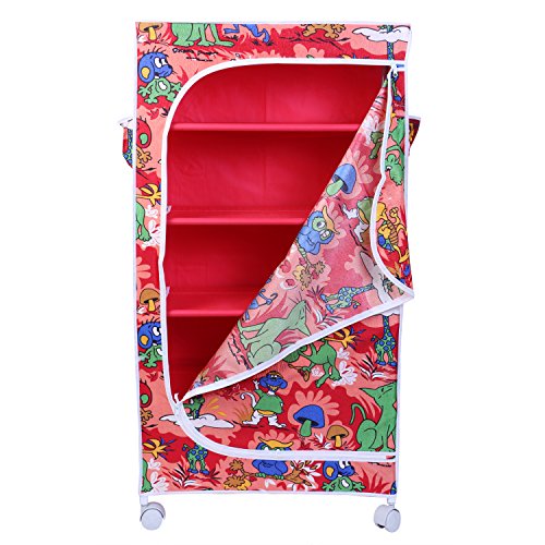 Image of Little One'S | 5 Shelves Baby Foldable Wardrobe | Jungle Red (Made In India) - Fabric