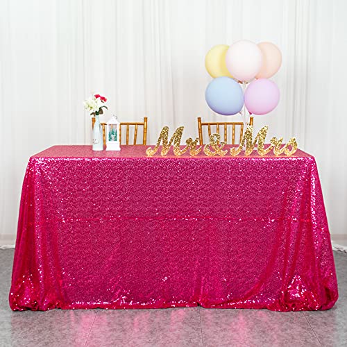 Sequin Tablecloth Rectangle 50 x72-Inch Hot Pink Table Cloths for Parties by ShiDianYi - Used condition - US$13.37