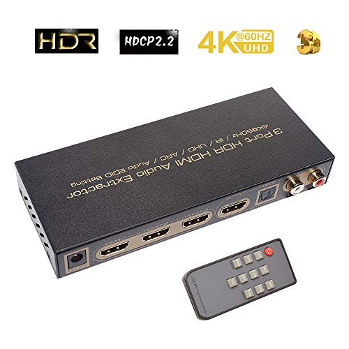 HDMI Switch 3 Input und 1 Output 3 Port HDMI Audio Extractor unterstützt 3D 4K Ultra HD mit Fernbedienung IR 3 Port HDMI Audio Extractor 4k @ 60hz IR UHD ARC Audio EDID SPDIF HDMI 3 Ports