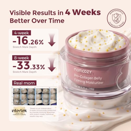 Image of Momcozy Pregnancy Stretch Mark Prevention Cream Travel Belly Lotion 1.06 oz | EWG Verified, Dermatologist Tested, 4x Pro Collagen Peptides and Centella Asiatica Deeply Hydrate & Restore Elasticity