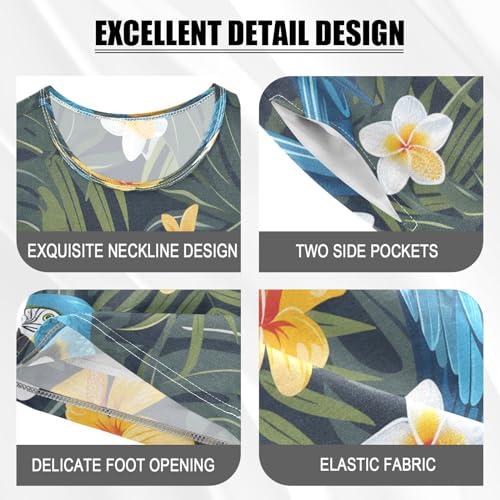 senya Parrots and Flowers Summer Pajamas Set Short Cotton Sleepwear 2 Piece4