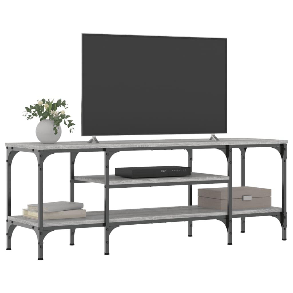 Mobile Porta TV da Salotto Grigio Sonoma 121x35x45 cm | Mobiletto basso da soggiorno con ripiani a giorno per console, stabile struttura in metallo e legno multistrato.