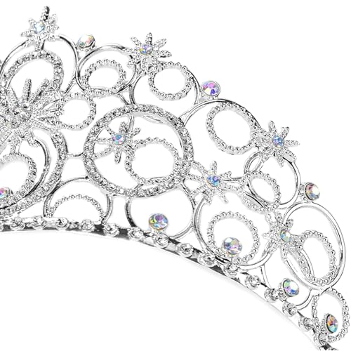 FVCENT Diadème de mariage en cristal pour femme - Réglable - Avec strass - Accessoire de costume de princesse élégant pour adultes (fête royale, cosplay, bal), One Size, Cristal Métal – vue 6
