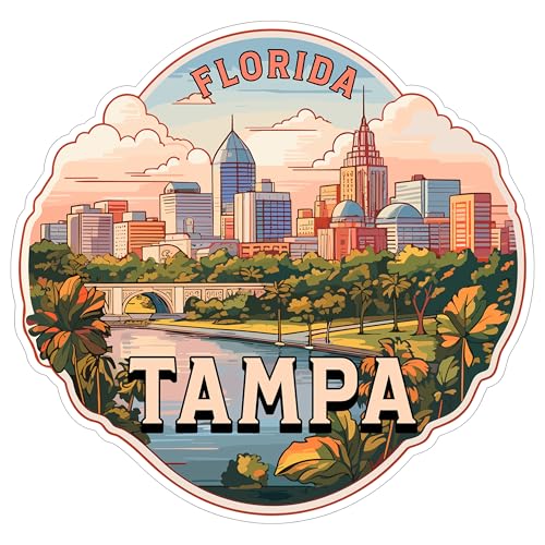 Tampa Florida Sticker 4 Inch City Travel Souvenir Destination - Waterproof Vinyl Decal for Laptop Water Bottle Car Tumbler - Durable Aesthetic Long-Lasting Stickers for Adults ID44990