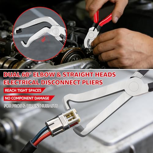 Portable Electrical Disconnect Pliers: 2026 Upgraded Dual Angled Automotive Connector Separator Tool Set with Case for Car Terminal and Wiring Harness Removal in Tight Engine Space - Image 5