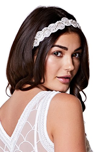 Eliza Vintage Inspired Flapper Headband in Cream Silver
