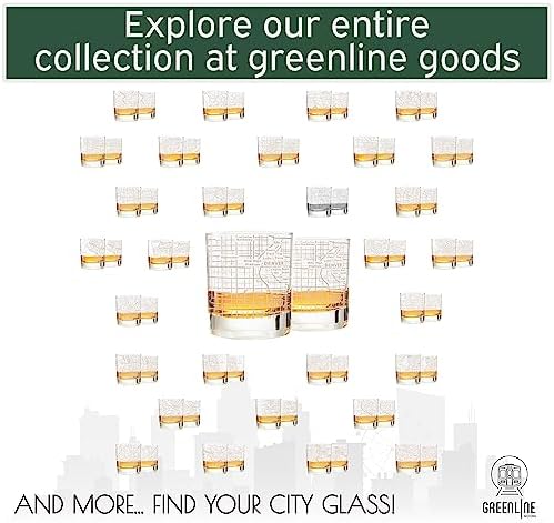 Greenline Goods Whiskey Glasses - 10 Oz Tumbler Gift Set for Denver lovers, Etched with Denver Map | Old Fashioned Rocks Glass - Set of 2