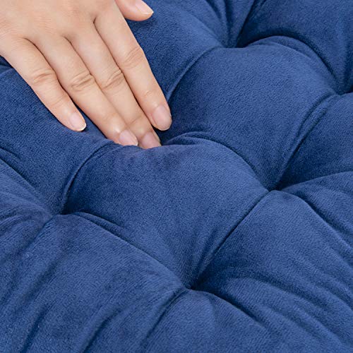 Wonder Miracle 4 Pack Seat Cushion/Chair Cushion Pads For Dining Chairs, Office Chair, Car, Floor, Outdoor, Patio，Machine Wash & Dryer Friendly (Flannel 16"×16", Navy) #TOP4