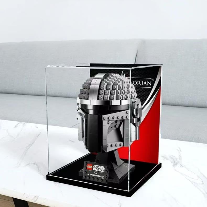 Welkin DC 3MM Display Case for Lego 75328 The Mandalorian Helmet Building Set,Dustproof Clear Display Case Compatible with Lego 75328(Not Include The Model)