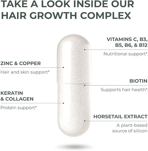 Miniatura 4 de Primal Harvest Vitaminas para el crecimiento del cabello, paquete de 2  120 píldoras, crecimiento natural del cabello, engrosamiento y suplemento