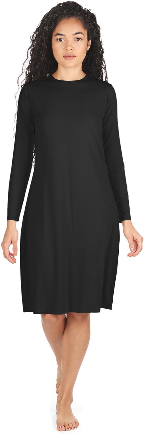 MeMoi Women's Bonded Long Sleeve Slip Dress