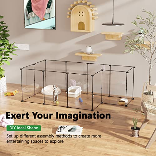 C&AHOME Pet Playpens, 12 Panels 28 X 20 Inch Portable Large Plastic Yard Fence Small Animals, Puppy Kennel Crate Fence Tent, White, UPP5070W