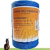 Llampec Hilo Pastor Eléctrico Azul 200 m x 3 mm – Cinta 6 Conductores Acero Inoxidable – Alta Conductividad y Resistencia UV – Cable Valla Eléctrica para Caballos, Vacas y Perros – Bobina Pastor