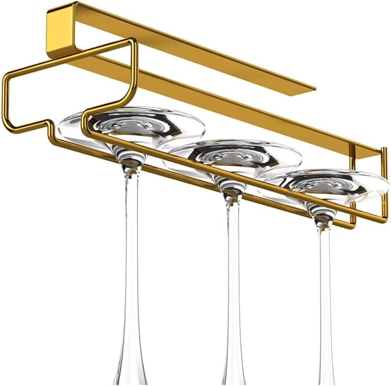 Red Wine Glass Rack- Upside Down Punch-Free Red Wine Holder ，Metal Wine Organizer Cabinet High-Foot Glass Hanging Storage Ornaments(A,2pcs)
