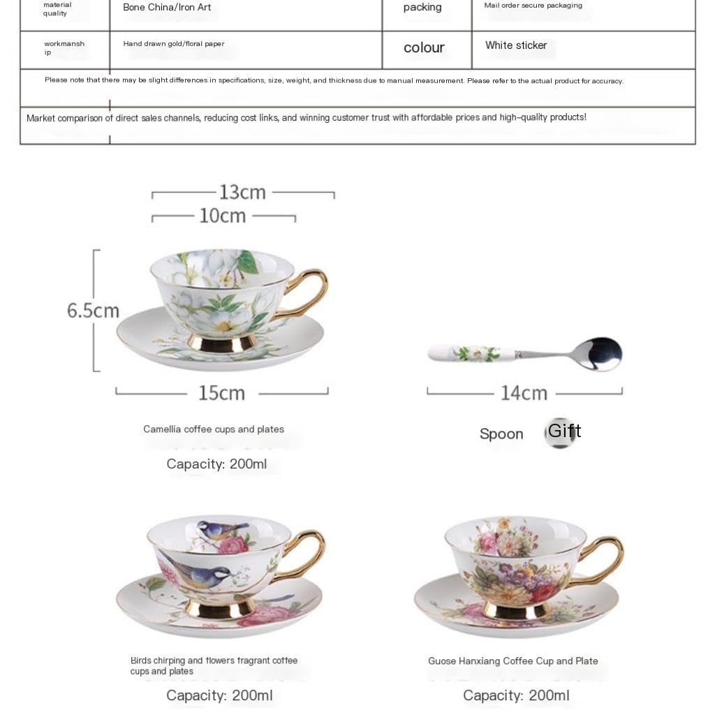 Herbata herbaty, Filiżanka i spodek do kawy z porcelany kostnej(B)
