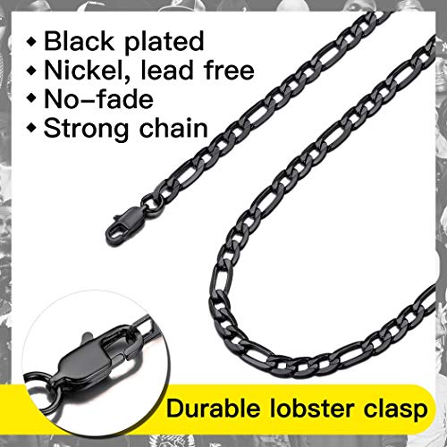 Black Figaro Chain For Men 6Mm 18 Inch Stainless Steel Figaro Link Chain Choker Necklace For Women #TOP4