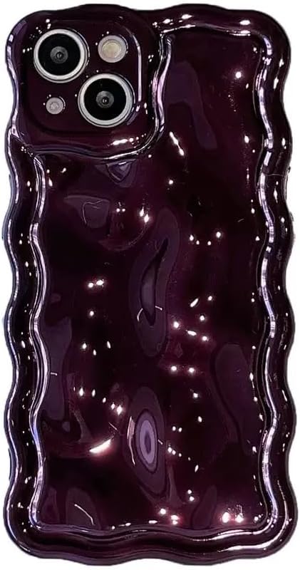 for iphone 12 case,meteorite water ripple bubble wavy frame plating electroplated phone case (purple) iphone 12 case purple