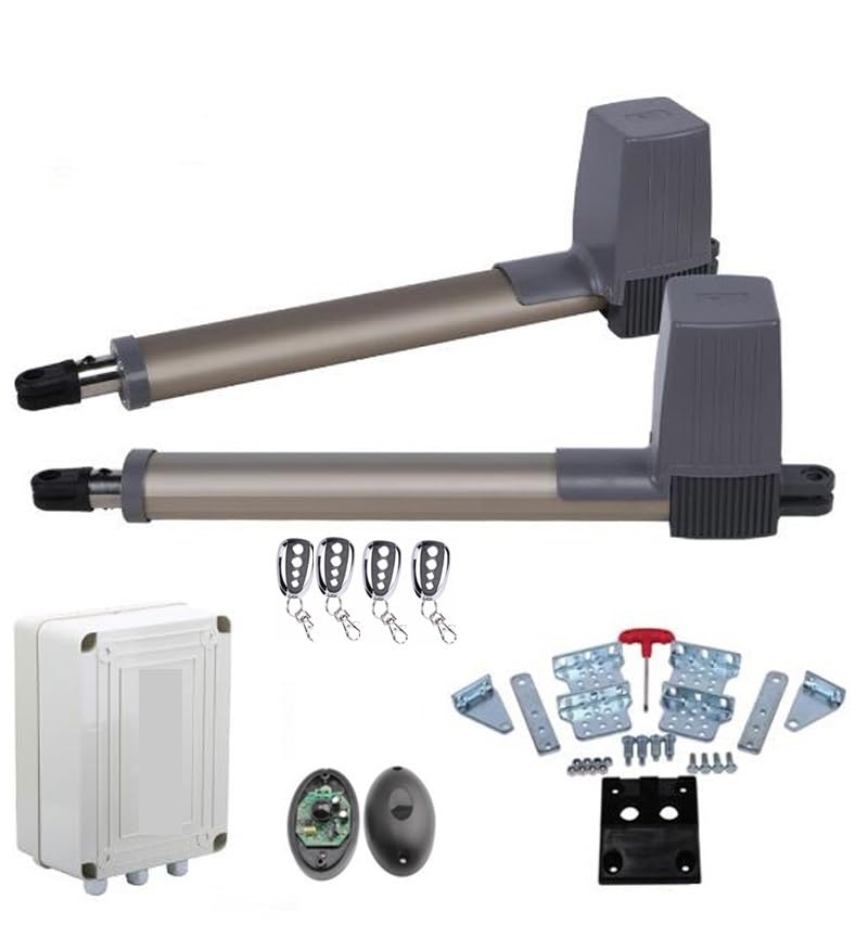 Abrepuertas Automático, Operador de motor abridor puerta batiente dual 300 kg y 24 V CC (fotocélula, lámpara, teclado, gsm, cerradura opcional)(GSM module kit)
