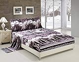 BEDnLINENS HIG 3D Bed Sheet Set -4 Piece 3D White Mountain Wolves Printed Sheet Set Queen Size (Y08)